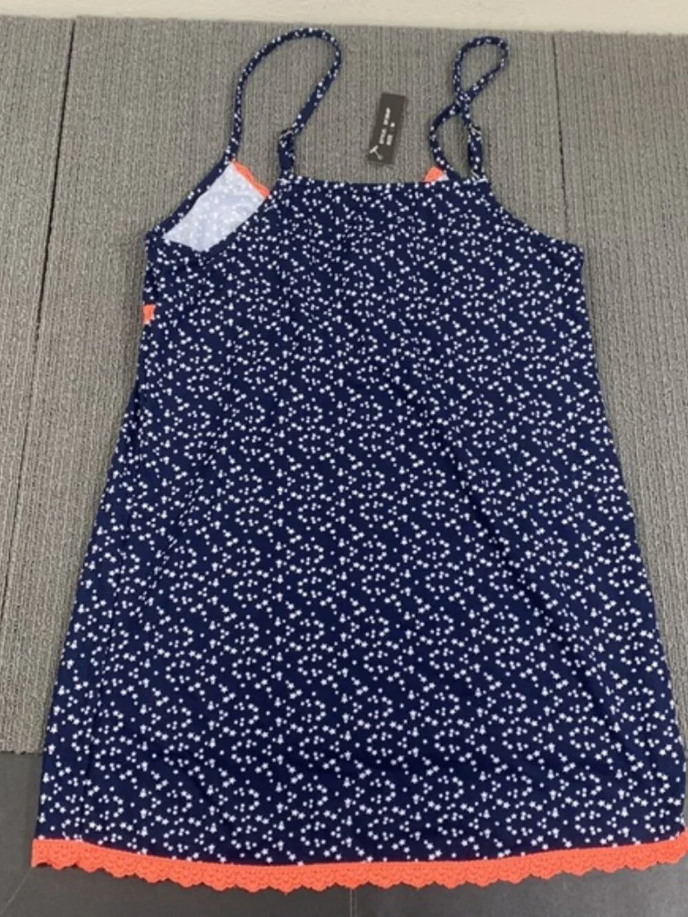 Emme Jordan 2 Piece Pajama Set Camisole & Pants Womens Size M Navy Stars Orange